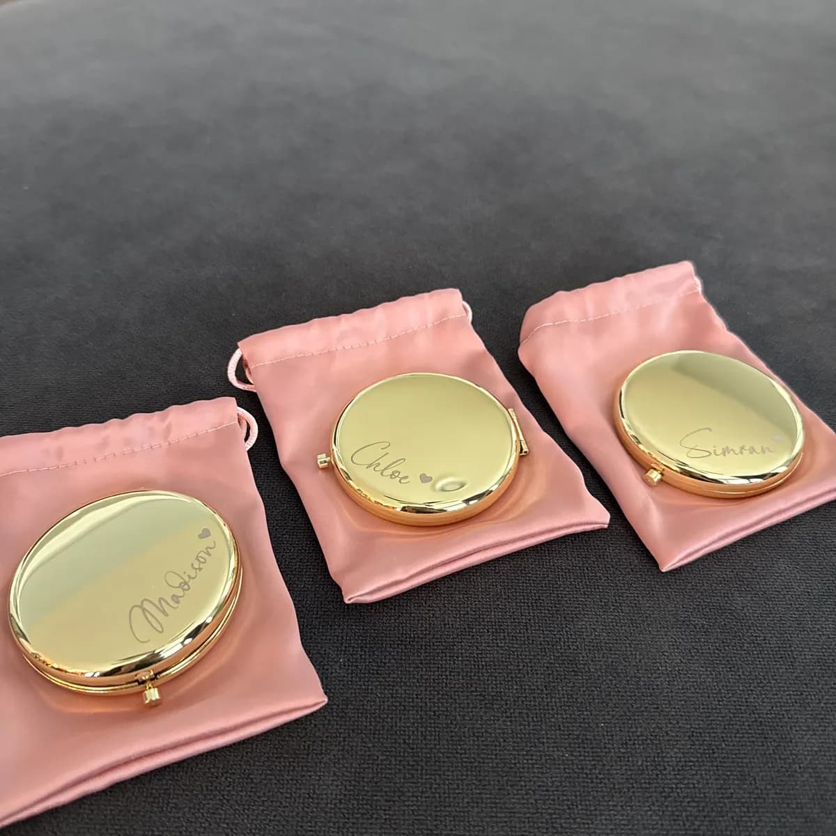 Customer photo for Rose Gold Compact Mirror | Premium Dual-Sided Bridal Accessory
