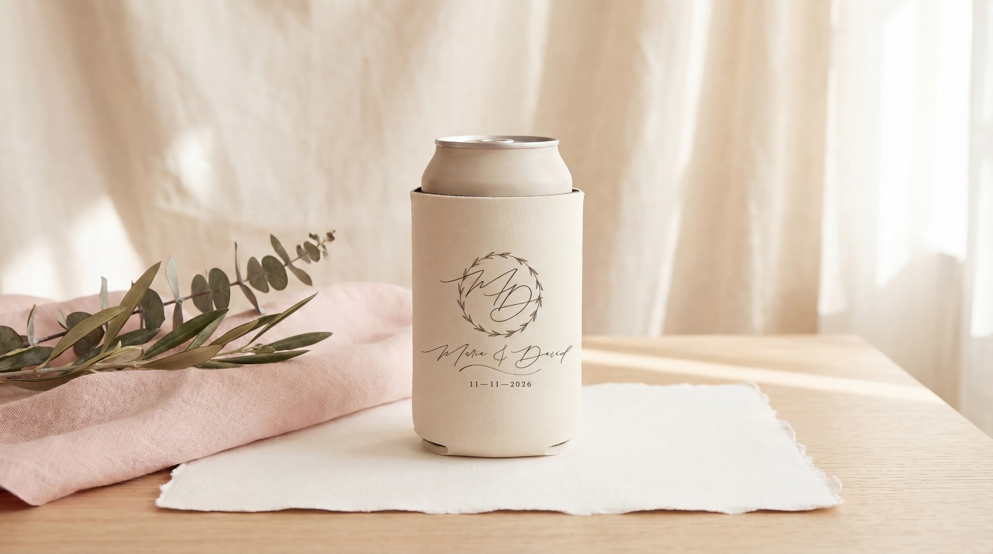 Bespoke "Beers & Birdies" Neoprene Can Cooler | Custom Golf Weekend Favor