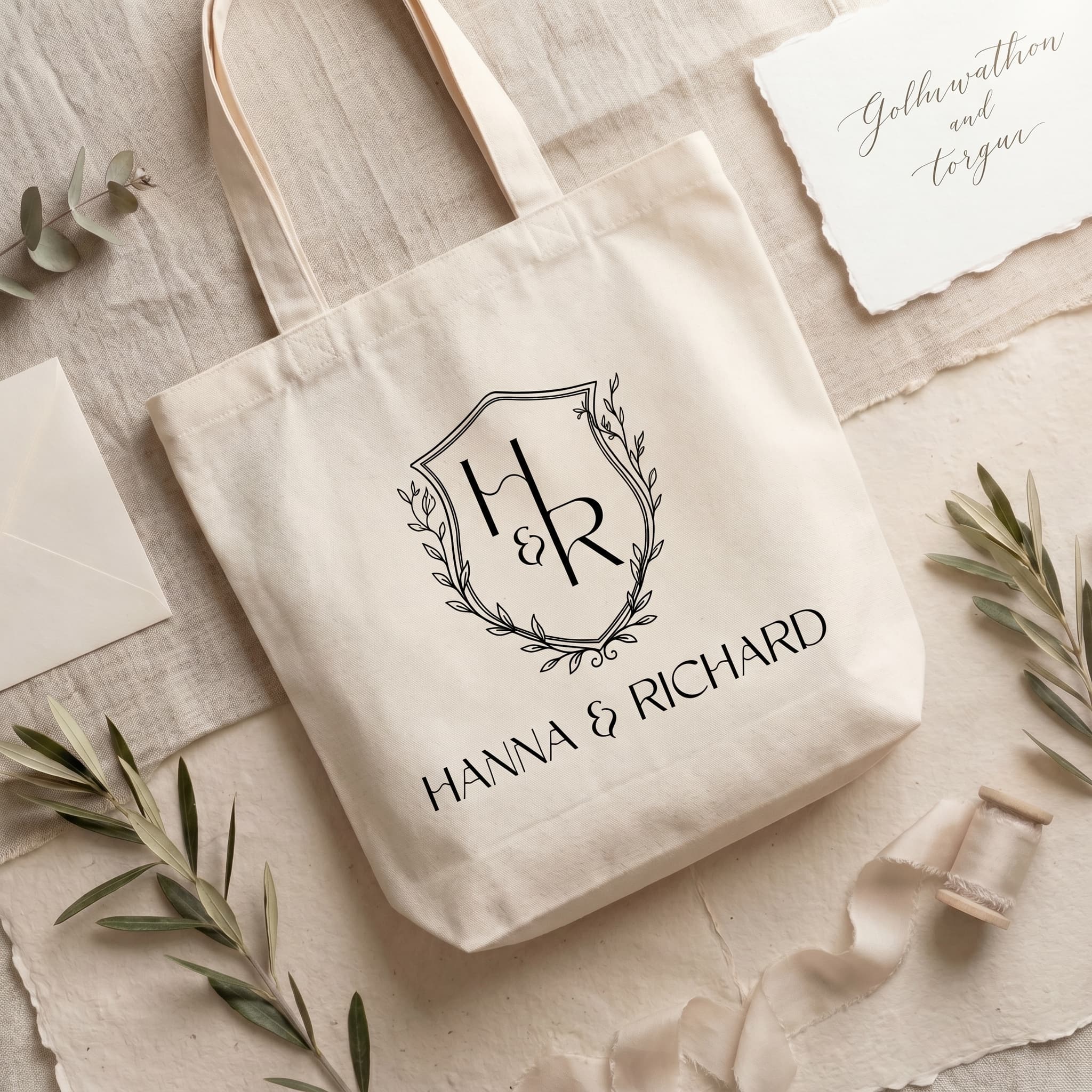 Bespoke Embroidered Heirloom Canvas Tote | Custom Bridal Party Gift