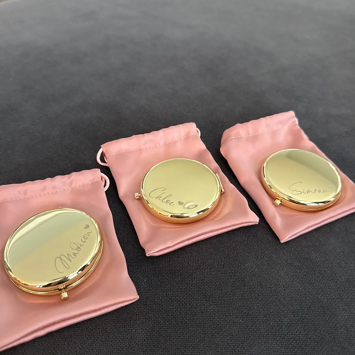 Customer photo for Rose Gold Compact Mirror | Premium Dual-Sided Bridal Accessory