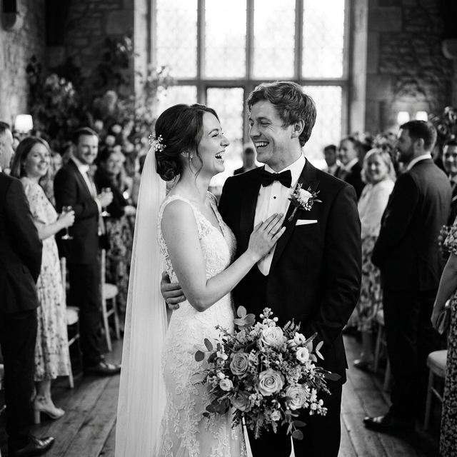 Happy couple on their wedding day